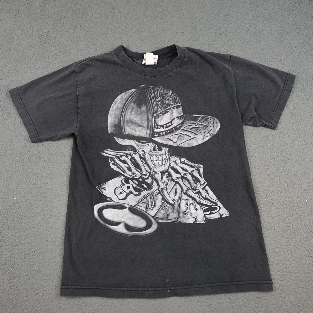SRH Shirt Mens Small Black Skeleton Gangster Cards Graphic Skate Streetwear